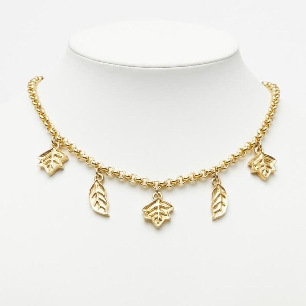 Celine Leaf Motif Chain Necklace Gold Plated
